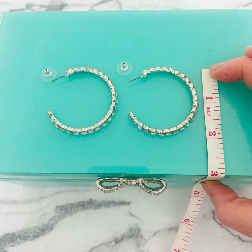 💕Pretty Crystal Rhinestone Hoop Earrings - Picture 5 of 12